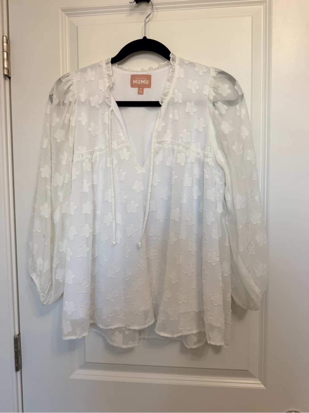 Show Me Your Mumu Darla White Floral Babydoll Top S